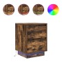 Bedside tables with LED lights 2 units smoked oak 38x34x50 cm by , Nightstands - Ref: Foro24-861292, Price: 94,49 €, Discount: %