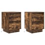 Bedside tables with LED lights 2 units smoked oak 38x34x50 cm by , Nightstands - Ref: Foro24-861292, Price: 94,49 €, Discount: %
