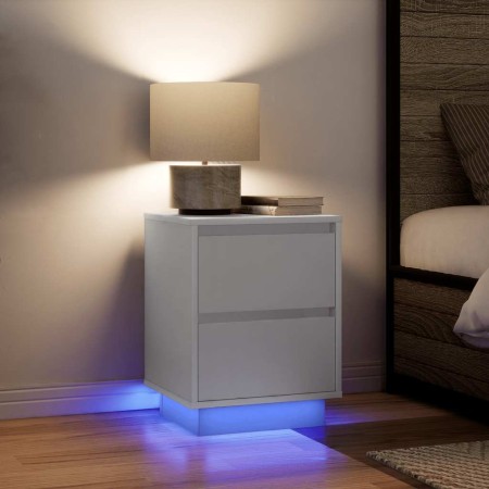 Nachttische mit LED-Lichtern 2 Stück weiß 38x34x50 cm von , Nachttische - Ref: Foro24-861284, Preis: 96,75 €, Rabatt: %