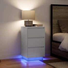 Mesilla de noche con luces LED blanca 38x34x65 cm von , Nachttische - Ref: Foro24-861301, Preis: 75,49 €, Rabatt: %