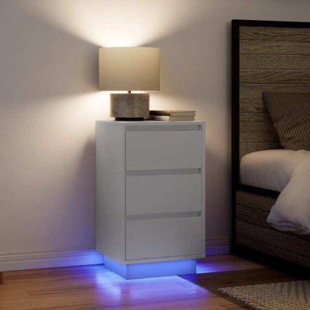 Mesilla de noche con luces LED blanca 38x34x65 cm de , Mesitas de noche - Ref: Foro24-861301, Precio: 75,40 €, Descuento: %