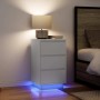 Mesilla de noche con luces LED blanca 38x34x65 cm de , Mesitas de noche - Ref: Foro24-861301, Precio: 75,40 €, Descuento: %