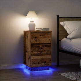 Bedside table with LED lights old wood 38x34x65 cm by , Nightstands - Ref: Foro24-861308, Price: 71,38 €, Discount: %