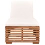 Tumbona con cojín madera maciza de teca crema de vidaXL, Tumbonas - Ref: Foro24-316037, Precio: 332,70 €, Descuento: %