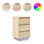 Bedside table with LED lights Sonoma oak 38x34x65 cm by , Nightstands - Ref: Foro24-861303, Price: 71,87 €, Discount: %