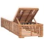 Sun lounger with solid cream teak wood cushion by vidaXL, Loungers - Ref: Foro24-316037, Price: 327,35 €, Discount: %