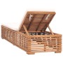 Tumbona con cojín madera maciza de teca crema de vidaXL, Tumbonas - Ref: Foro24-316037, Precio: 332,70 €, Descuento: %