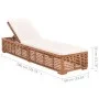 Sun lounger with solid cream teak wood cushion by vidaXL, Loungers - Ref: Foro24-316037, Price: 327,35 €, Discount: %