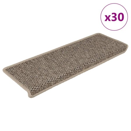 Selbstklebender Sisal-Treppenteppich, 30 Stück, in dunkelbeige. von , Treppenmatten - Ref: Foro24-3365890, Preis: 199,44 €, R...
