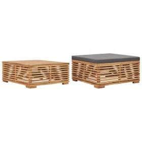 Garden footstool table set with dark gray teak wood cushion by vidaXL, Modular outdoor sofas - Ref: Foro24-316042, Price: 258...