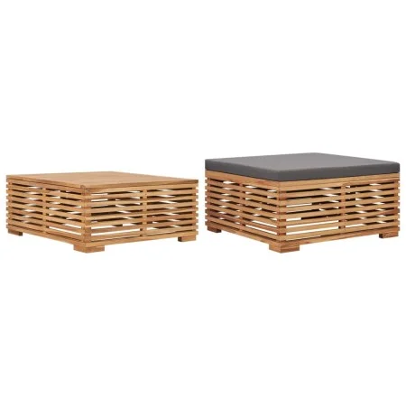 Garden footstool table set with dark gray teak wood cushion by vidaXL, Modular outdoor sofas - Ref: Foro24-316042, Price: 258...