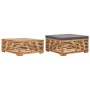 Garden footstool table set with dark gray teak wood cushion by vidaXL, Modular outdoor sofas - Ref: Foro24-316042, Price: 262...