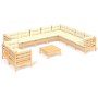 Garden furniture 11 pieces and cushions solid cream pine wood by vidaXL, Garden sets - Ref: Foro24-3096917, Price: 905,82 €, ...