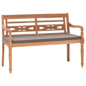 Batavia solid teak wood bench with dark gray cushion 120cm by vidaXL, garden benches - Ref: Foro24-316030, Price: 207,27 €, D...