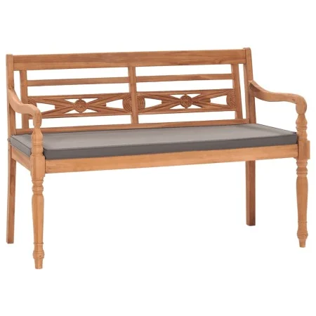 Batavia-Bank aus massivem Teakholz mit dunkelgrauem Kissen, 120 cm von vidaXL, Gartenbänke - Ref: Foro24-316030, Preis: 207,2...