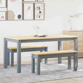 Esstischset Panama, 3-teilig, aus massivem Kiefernholz in Grau. von , Möbelsets für Küchen und Esszimmer - Ref: Foro24-334517...