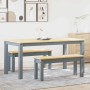 Esstischset Panama, 3-teilig, aus massivem Kiefernholz in Grau. von , Möbelsets für Küchen und Esszimmer - Ref: Foro24-334517...