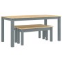 Esstischset Panama, 3-teilig, aus massivem Kiefernholz in Grau. von , Möbelsets für Küchen und Esszimmer - Ref: Foro24-334517...