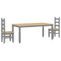 Esstisch-Set Panama, 3-teilig, aus massivem Kiefernholz in Grau. von , Möbelsets für Küchen und Esszimmer - Ref: Foro24-33452...