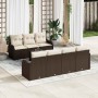 Conjunto de sofá de jardín 8 pcs Marrón 55 x 55 x 37 cm