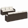Conjunto de sofá de jardín 8 pcs Marrón 55 x 55 x 37 cm