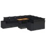 Set sofás jardín y cojines 10 pzas ratán sintético acacia negro by , Garden sets - Ref: Foro24-3327415, Price: 704,79 €, Disc...