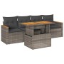 Set sofás jardín y cojines 5 pzas ratán sintético acacia gris de , Conjuntos de jardín - Ref: Foro24-3327434, Precio: 340,22 ...