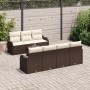 Conjunto de sofá de jardín 8 pcs Marrón 55 x 55 x 37 cm