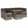Set of 7-piece garden sofas and cushions made of synthetic rattan in gray acacia. by , Garden sets - Ref: Foro24-3327567, Pri...