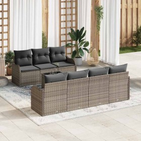 Conjunto de sofá de jardín 8 pcs Gris 55 x 55 x 37 cm Poliratán
