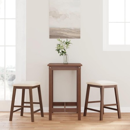 Bar chairs with cushions 2 units solid brown rubberwood by , Kitchen stools - Ref: Foro24-4102576, Price: 106,96 €, Discount: %
