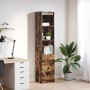 Hoher Vitrinenschrank aus geräucherter Eiche 37,5x35x180 cm aus Ingenieurholz von , Sideboards - Ref: Foro24-861665, Preis: 9...
