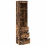 Hoher Vitrinenschrank aus geräucherter Eiche 37,5x35x180 cm aus Ingenieurholz von , Sideboards - Ref: Foro24-861665, Preis: 9...