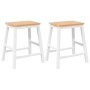 Sillas de bar 2 uds madera maciza blanca caucho de , Taburetes de cocina - Ref: Foro24-4102581, Precio: 108,26 €, Descuento: %