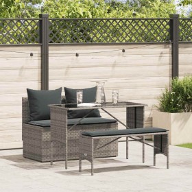 3-piece garden dining set with gray synthetic rattan cushions by , Garden sets - Ref: Foro24-4104183, Price: 258,93 €, Discou...