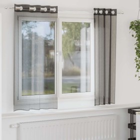 Gauze curtains with eyelets 2 units black 140x140 cm by , Curtains and curtains - Ref: Foro24-4102059, Price: 13,43 €, Discou...