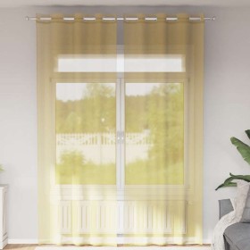 Gaze-Vorhänge mit Ösen, 2 Stück, gelb. von , Vorhänge und Gardinen - Ref: Foro24-4102136, Preis: 16,18 €, Rabatt: %