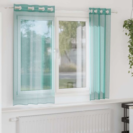 Gaze-Vorhänge mit Ösen, 2 Stück, türkis. von , Vorhänge und Gardinen - Ref: Foro24-4102143, Preis: 14,80 €, Rabatt: %