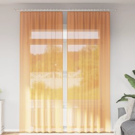 Cortinas de gasa con trabillas 2 uds naranja 140x260 cm de , Cortinas y visillos - Ref: Foro24-4102285, Precio: 15,49 €, Desc...