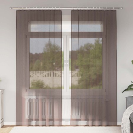 Gaze-Vorhänge mit Schlaufen, 2 Stück, braun. von , Vorhänge und Gardinen - Ref: Foro24-4102264, Preis: 15,15 €, Rabatt: %