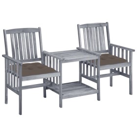 Gartenstühle mit kleinem Tisch und Kissen aus massivem Akazienholz von vidaXL, Gartensets - Ref: Foro24-3061325, Preis: 163,6...