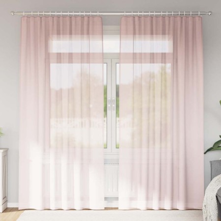 Chiffon curtains with 2 light pink tab tops, 140x245 cm by , Curtains and curtains - Ref: Foro24-4102279, Price: 18,76 €, Dis...