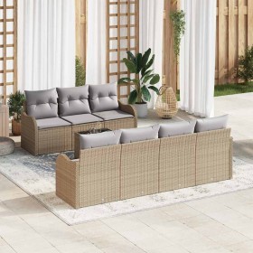 Conjunto de sofá de jardín 8 pcs Beige 55 x 55 x 37 cm