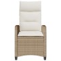 Silla de jardín reclinable con mesa auxiliar ratán beige de , Sillas de jardín - Ref: Foro24-4108272, Precio: 130,89 €
