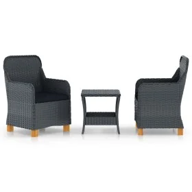 Gartenmöbel-Set 3-teilig dunkelgraues synthetisches Rattan und Kissen von vidaXL, Gartensets - Ref: Foro24-3060179, Preis: 25...