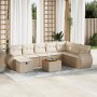 Gartensofagarnitur mit 9-teiligen Kissen aus synthetischem Rattan in Beige. von , Gartensets - Ref: Foro24-3325859, Preis: 61...