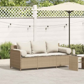 Sofá de jardín de 3 plazas con cojines ratán sintético beige by , Outdoor sofas - Ref: Foro24-4104176, Price: 225,74 €, Disco...