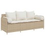 Sofá de jardín de 3 plazas con cojines ratán sintético beige by , Outdoor sofas - Ref: Foro24-4104176, Price: 225,74 €, Disco...