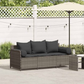Sofá de jardín de 3 plazas con cojines ratán sintético gris by , Outdoor sofas - Ref: Foro24-4104174, Price: 225,67 €, Discou...