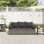 Sofá de jardín de 3 plazas con cojines ratán sintético gris by , Outdoor sofas - Ref: Foro24-4104174, Price: 225,67 €, Discou...